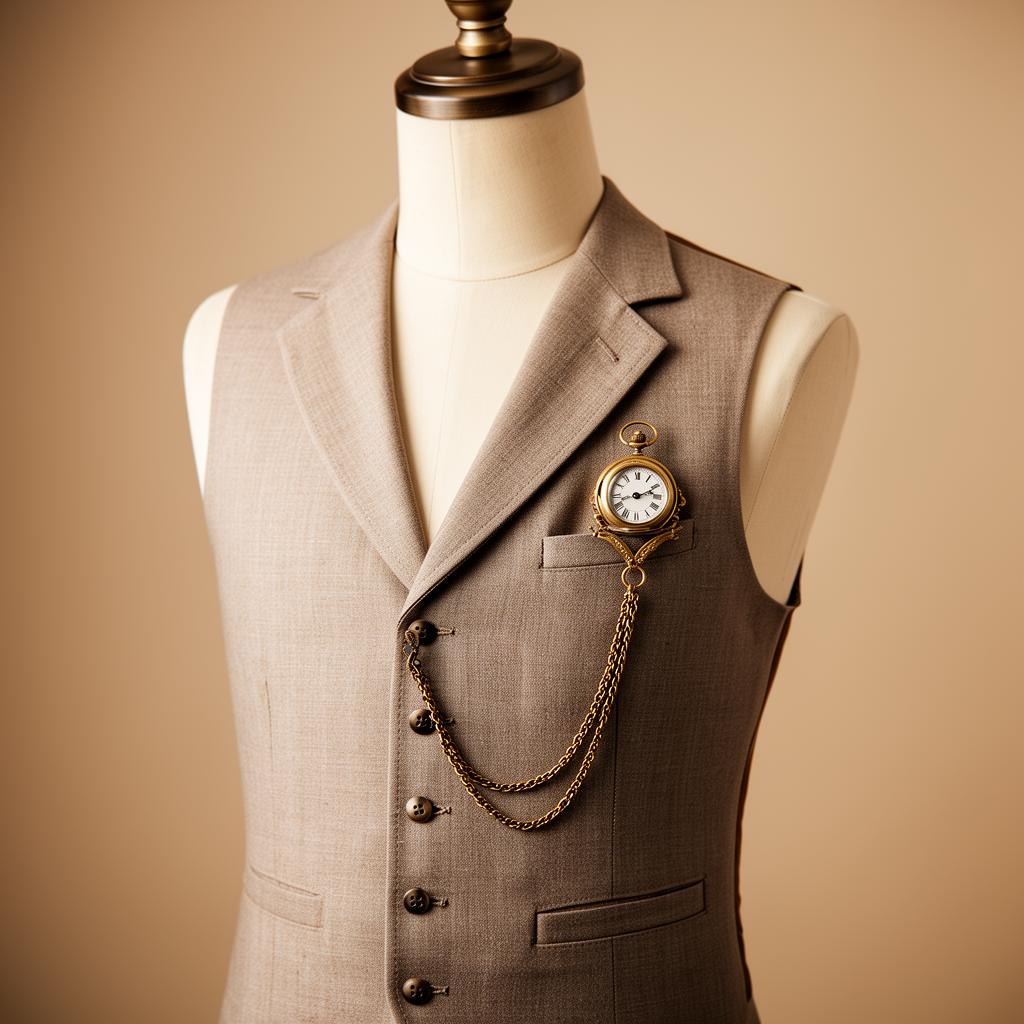 Pocket watch worn on a dressed model